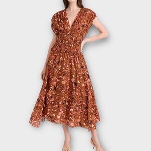 A.L.C. Lucia Smocked Waist Dress‎ size 6 NWT Cottagecore French Country